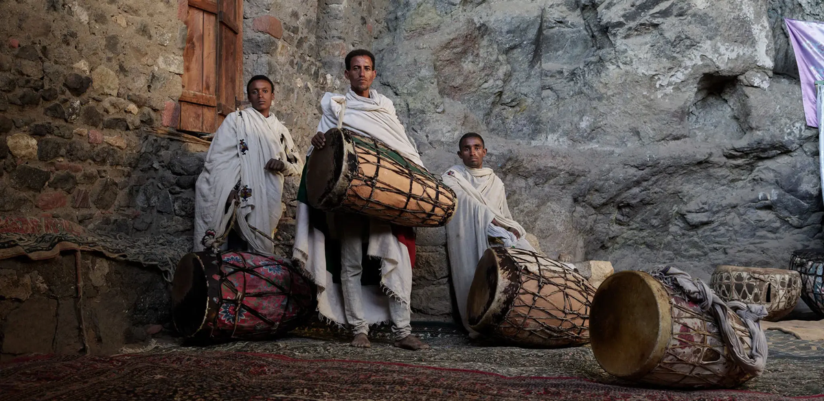 Kebero -double-headed conical hand drum- is the most popular instrument within the Ethiopian Orthodox Church
