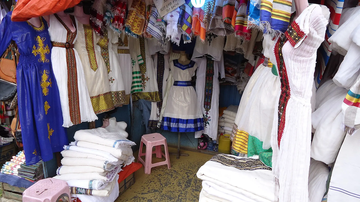 Shiro Meda is one the best local market in Addis Ababa to shop handwoven traditional Ethiopian cotton clothes
