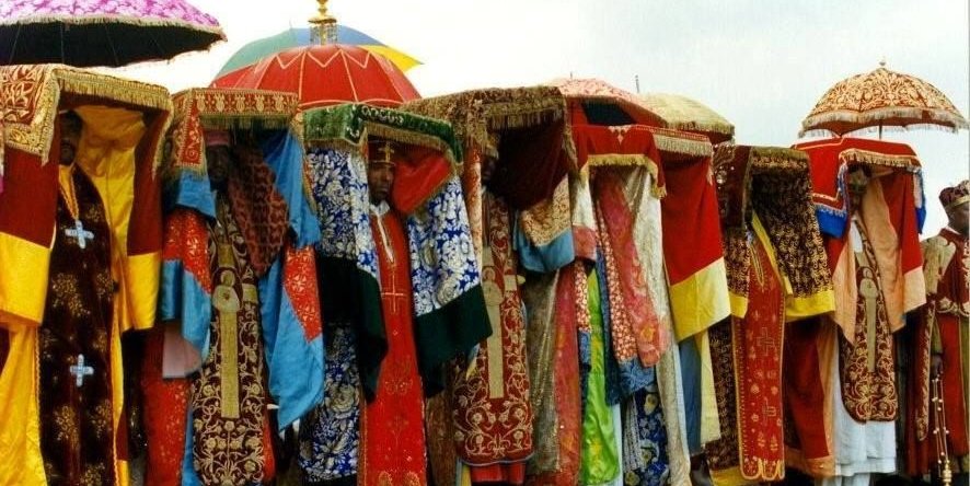 The Festival of Timket with processions of priests carrying replicas of the Ark of Covenant